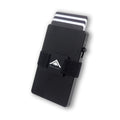 Photo of a black Tempest RFID Wallet with elasticated band and backplate on a white background