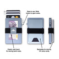 Diagram of the Tempest RFID Wallet with elasticated band and backplate showing key features of the wallet