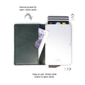 Open diagram of the Avenger RFID Bifold Wallet , showing where money and cards are stored within the leather card holder