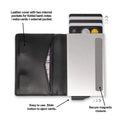 Diagram of the Raptor RFID Enhanced Bifold Wallet showing key features of the wallet