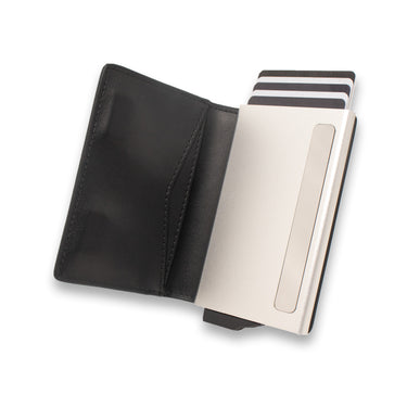 Picture showing an open Raptor RFID Enhanced Bifold Wallet  on a white background