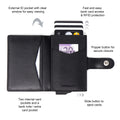 Diagram of the Avenger RFID Bifold Wallet showing key features of the leather card holder