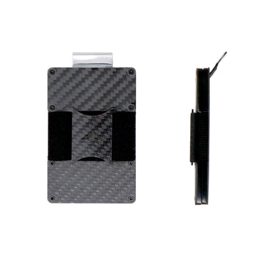 Front and side photograph of the Nighthawk RFID Card Holder on a white background