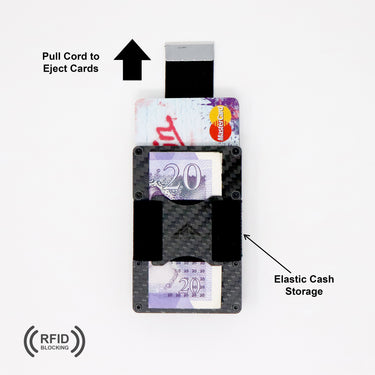 Diagram of the Nighthawk RFID Card Holder showing cards ejecting from the top