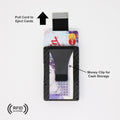 Diagram of a Nighthawk RFID Card Holder showing money stored in the clip