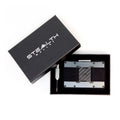 Picture of a Nighthawk RFID Card Holder in a stealth wallet gift box