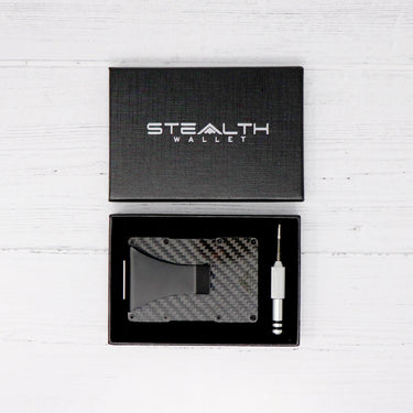 Picture of a Nighthawk RFID Card Holder inside a stealth wallet gift box