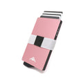 Picture of a pink Avenger RFID Wallet with cards ejected out of the top