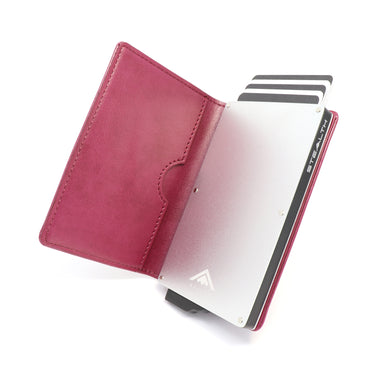 Picture of a pink Avenger RFID Bifold Wallet  open on a white background