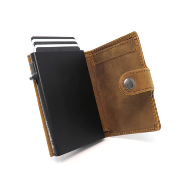 Photo of an open Raptor RFID Trifold Wallet on a white background