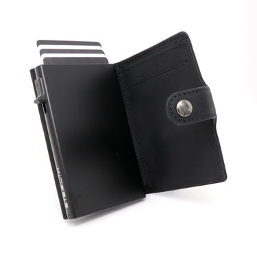 Photo of an open Raptor RFID Trifold Wallet on a white background